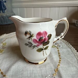 Delphine Bone China Porcelain Pink Rose Gold Rim Creamer Cup Made in England